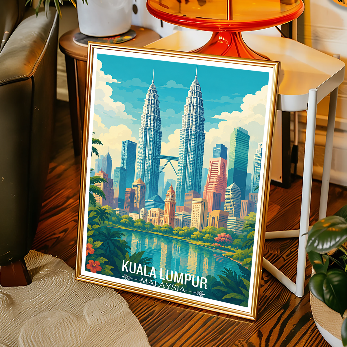 Kuala Lumpur - Malaysia - Vintage Travel Wall Art Poster Print