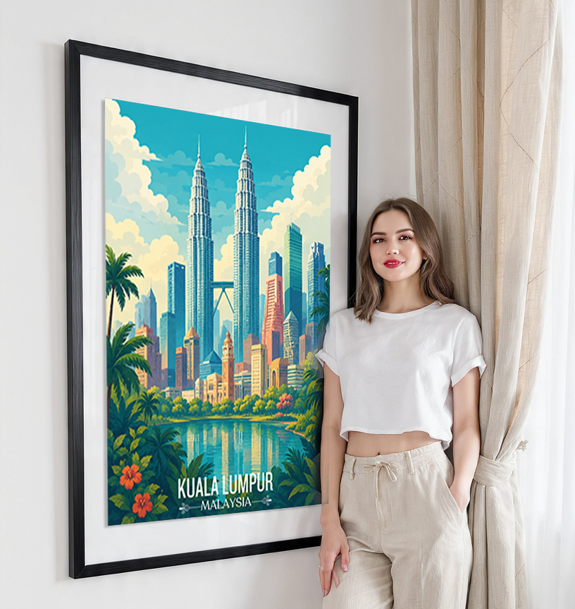 Kuala Lumpur - Malaysia - Vintage Travel Wall Art Poster Print