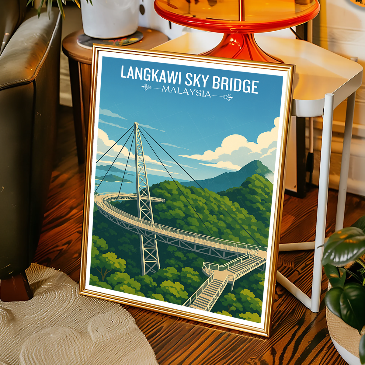 Langkawi Sky Bridge - Malaysia - Travel Wall Art Deco Poster Print