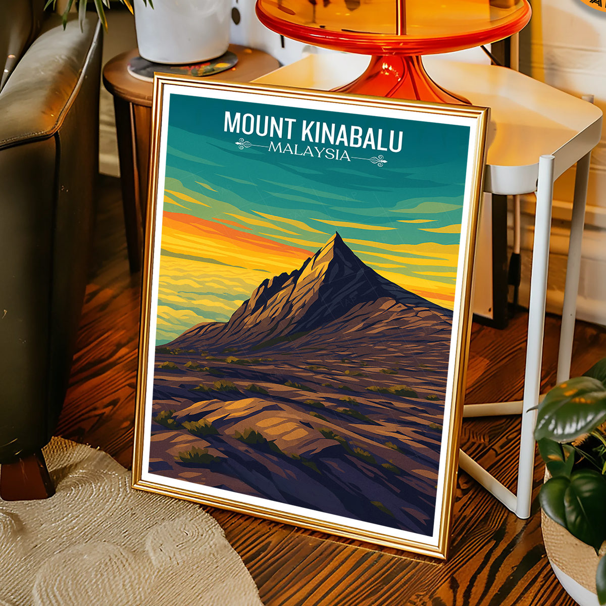 Mount Kinabalu - Malaysia - Travel Wall Art Deco Poster Print