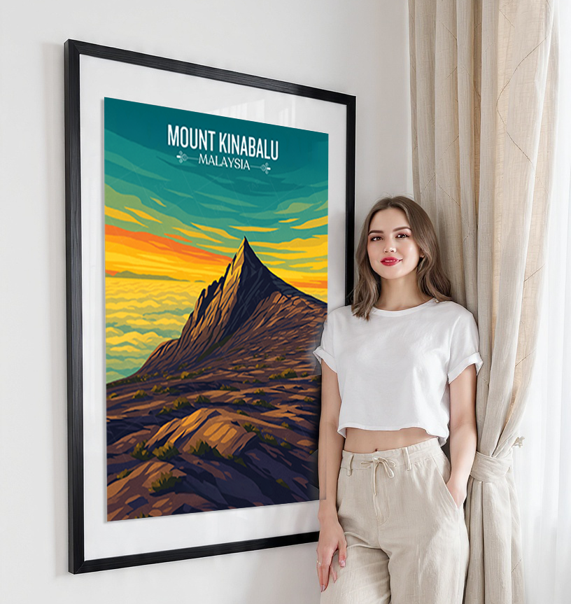 Mount Kinabalu - Malaysia - Travel Wall Art Deco Poster Print