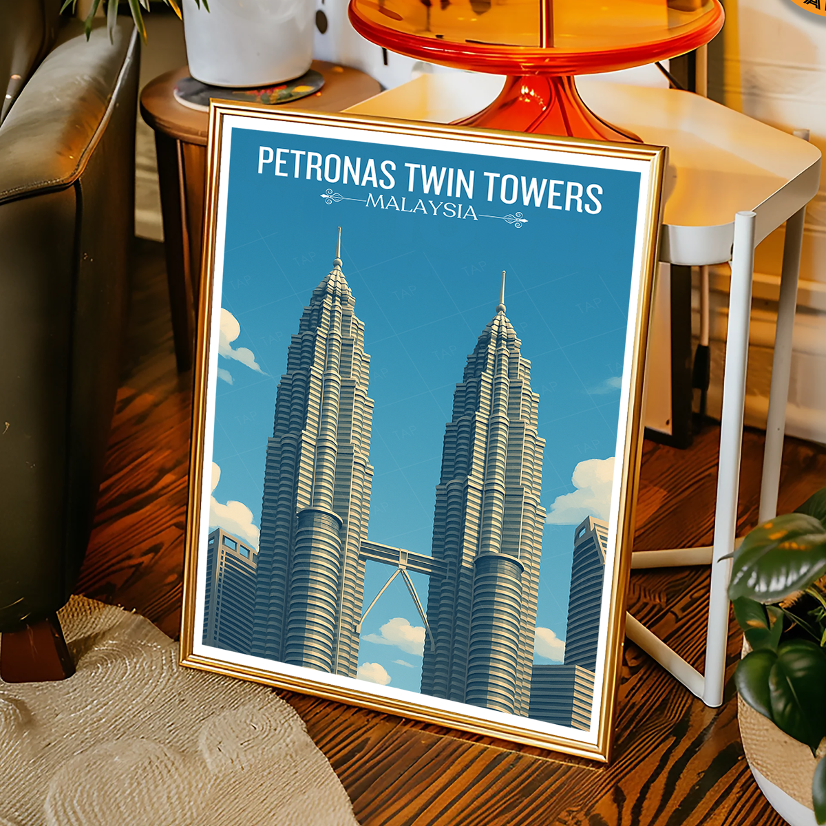 Petronas Twin Towers - Malaysia - Travel Wall Art Deco Poster Print - Art Print - Travel Art Poster