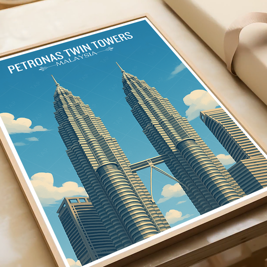 Petronas Twin Towers - Malaysia - Travel Wall Art Deco Poster Print - Art Print - Travel Art Poster