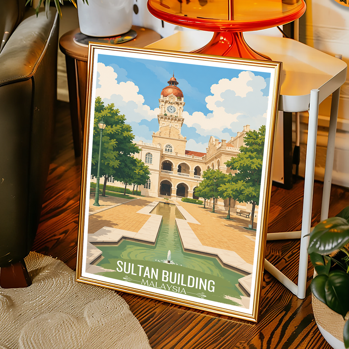 Sultan Building - Malaysia - Travel Wall Art Deco Poster Print - Art Print - Travel Art Poster
