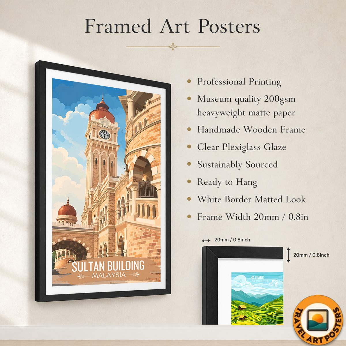 Sultan Palace - Malaysia - Travel Wall Art Deco Poster Print - Art Print - Travel Art Poster