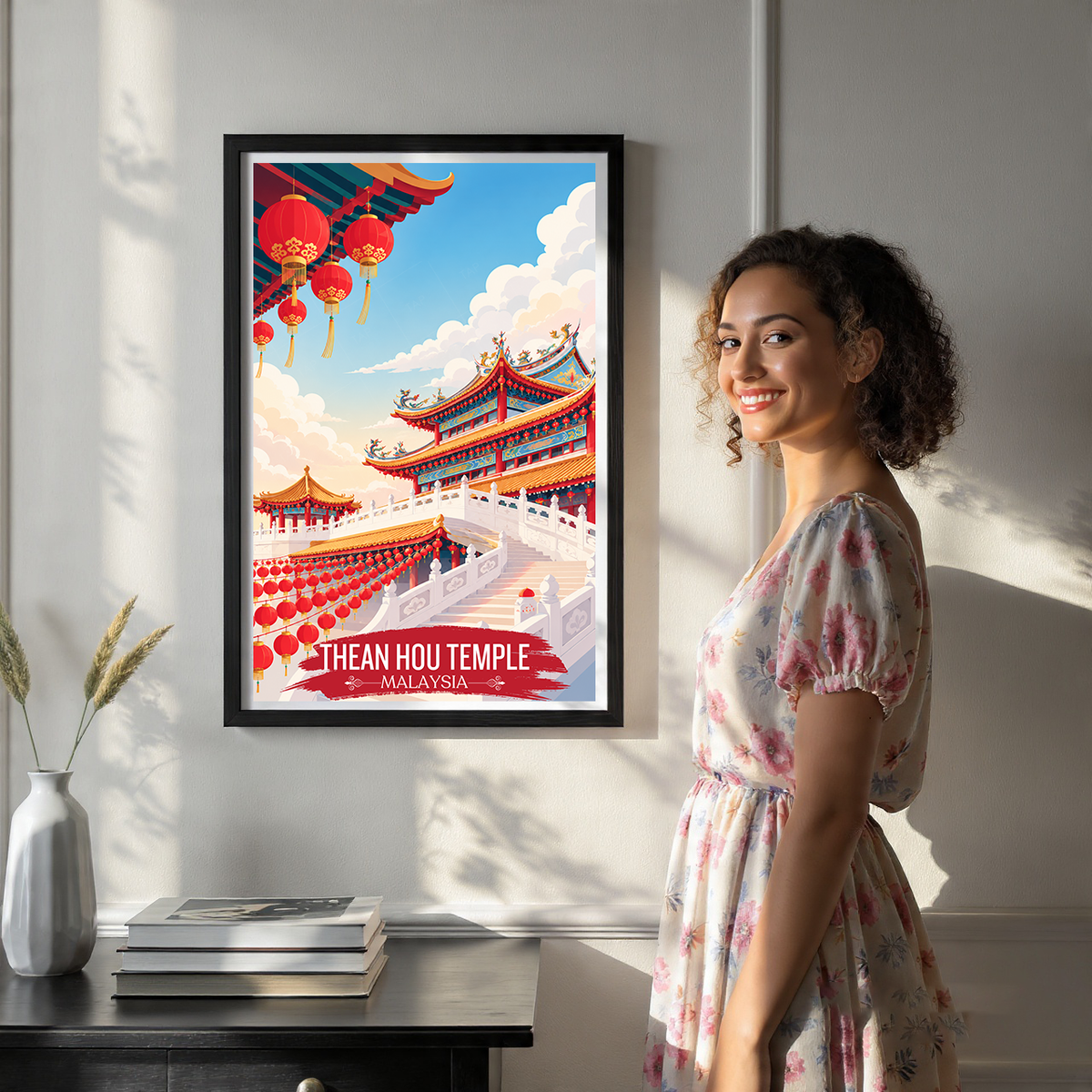 Thean Hou Temple - Malaysia - Travel Wall Art Deco Poster Print - Art Print - Travel Art Poster
