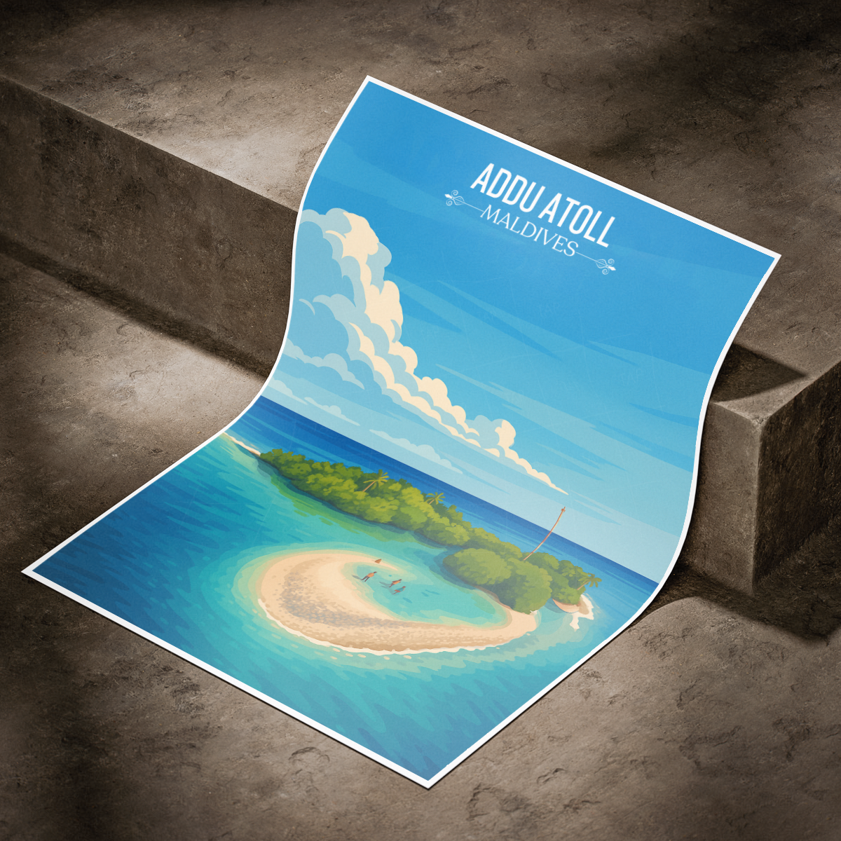 Addu Atoll - The Maldives - Travel Wall Art Resort Poster Print - Art Print - Travel Art Poster