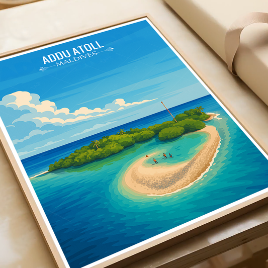 Addu Atoll - The Maldives - Travel Wall Art Resort Poster Print - Art Print - Travel Art Poster