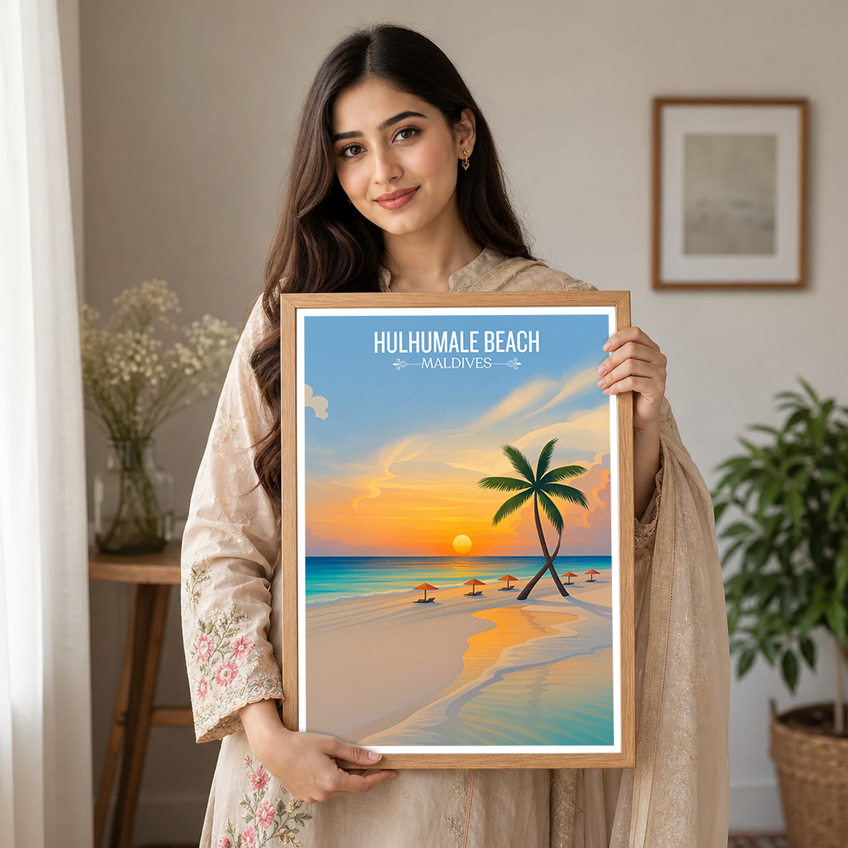 Hulhumale Beach - The Maldives - Travel Wall Art Resort Poster Print - Art Print - Travel Art Poster