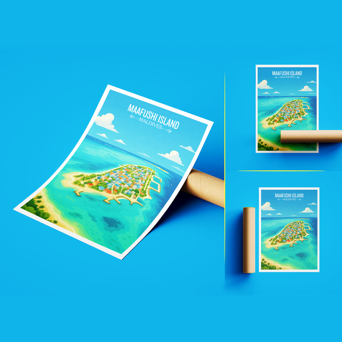 Maafushi island - The Maldives - Travel Wall Art Resort Poster Print - Art Print - Travel Art Poster