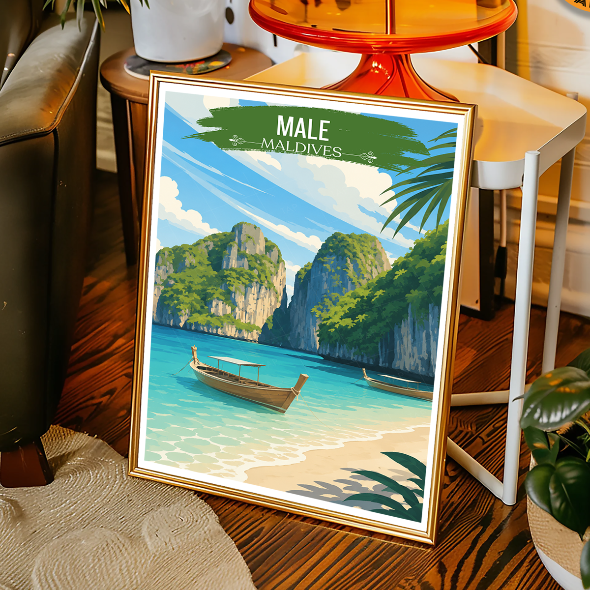 Male - The Maldives - Travel Wall Art Beach Poster Print - Art Print - Travel Art Poster