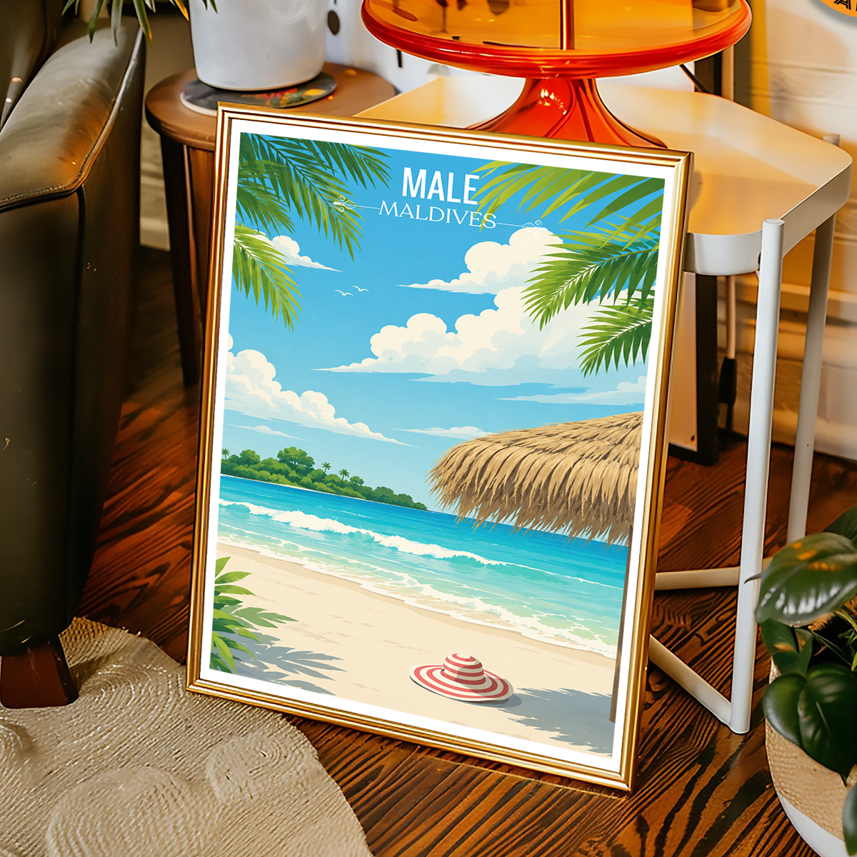 Male - The Maldives - Travel Wall Art Beach Poster Print