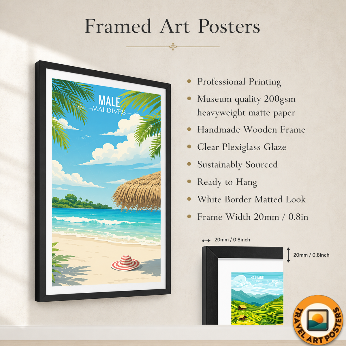 Male - The Maldives - Travel Wall Art Beach Poster Print