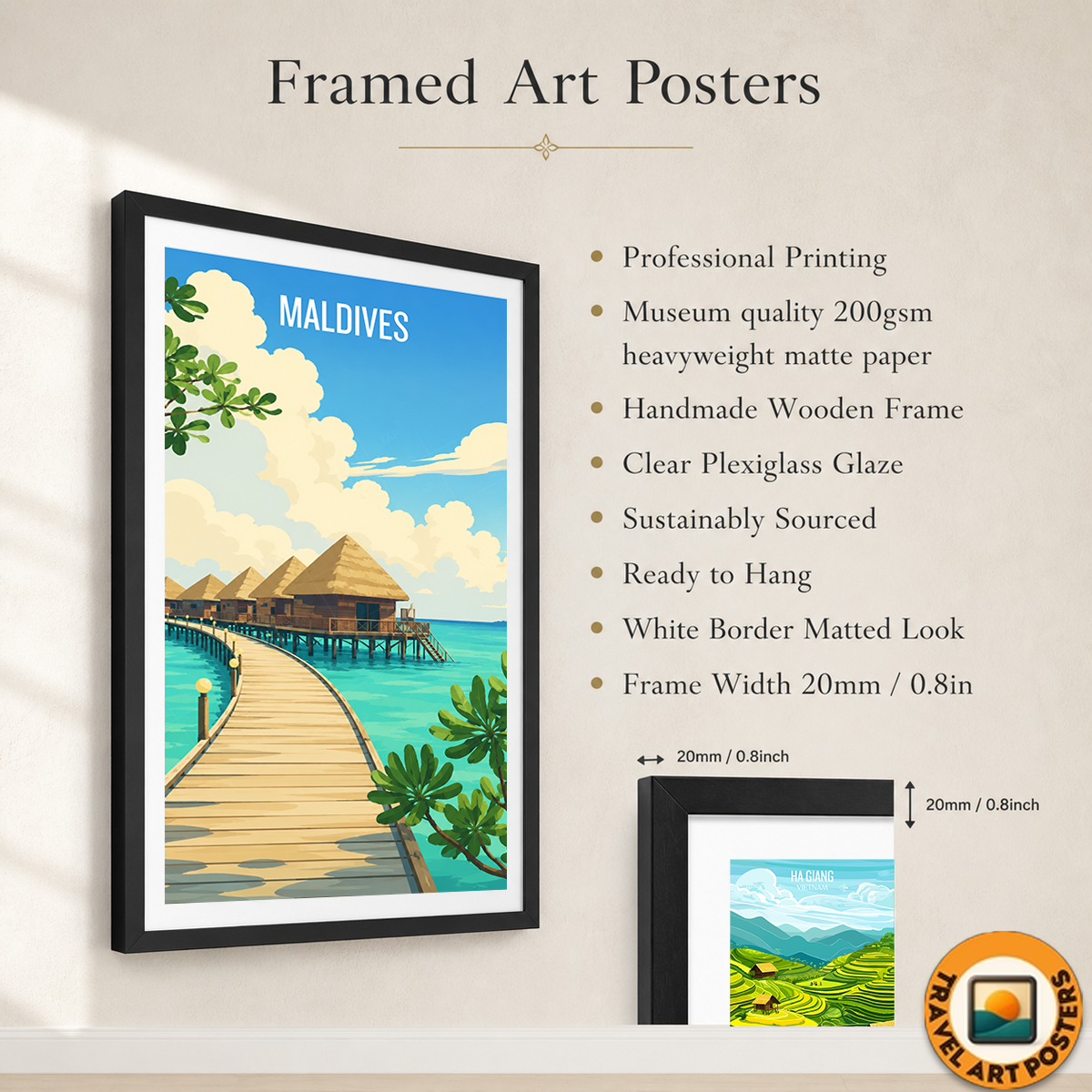 Maldives - Travel Wall Art Beach Poster Print - Art Print - Travel Art Poster