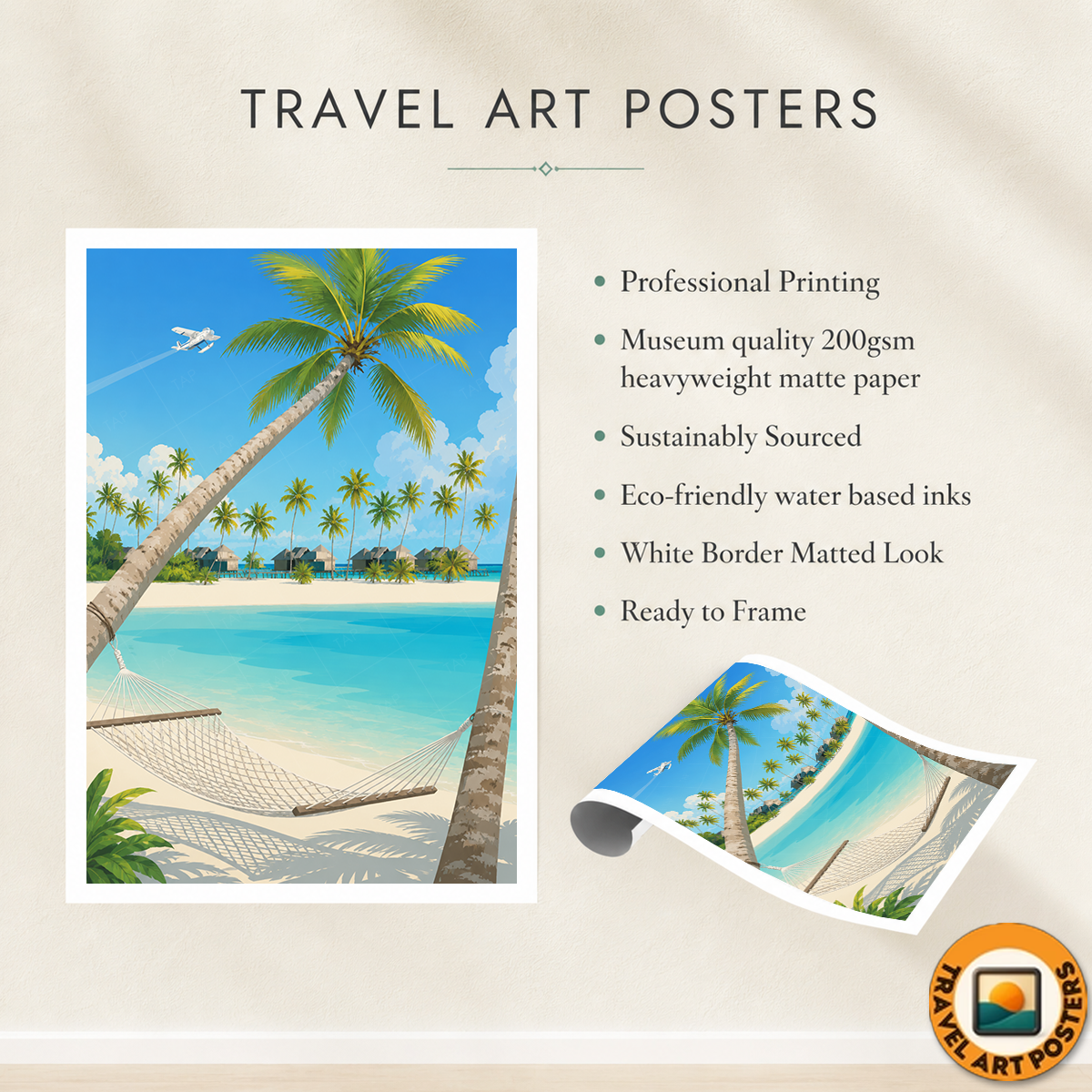 Maldives - Travel Wall Art Beach Poster Print - Art Print - Travel Art Poster
