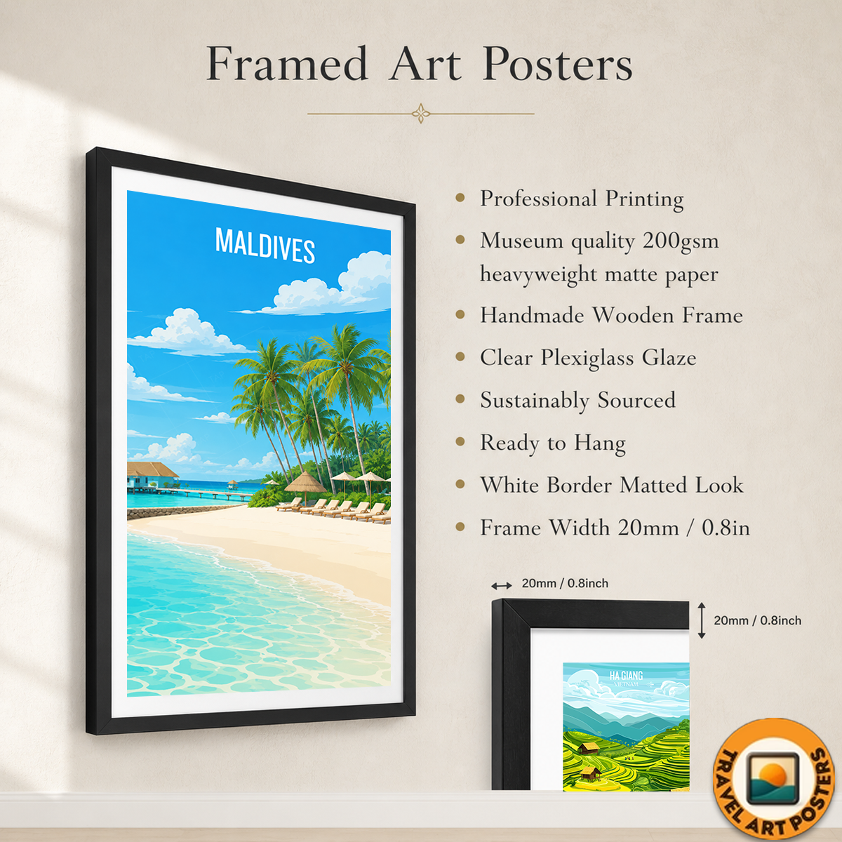 Maldives - Travel Wall Art Beach Poster Print - Art Print - Travel Art Poster