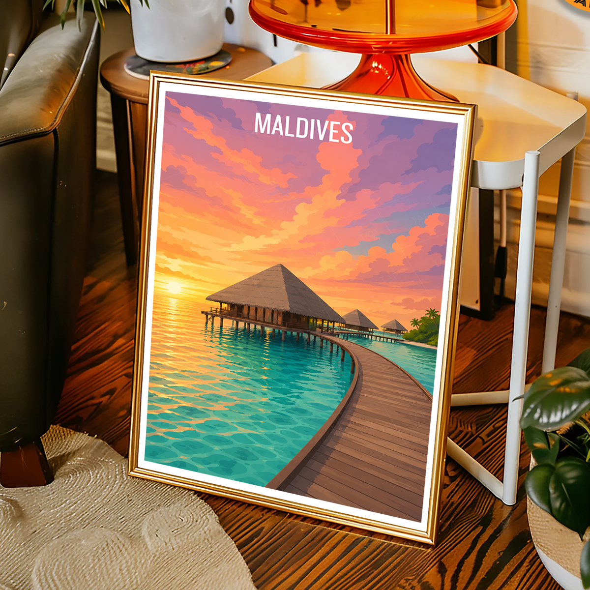 Maldives - Travel Wall Art Beach Poster Print - Art Print - Travel Art Poster