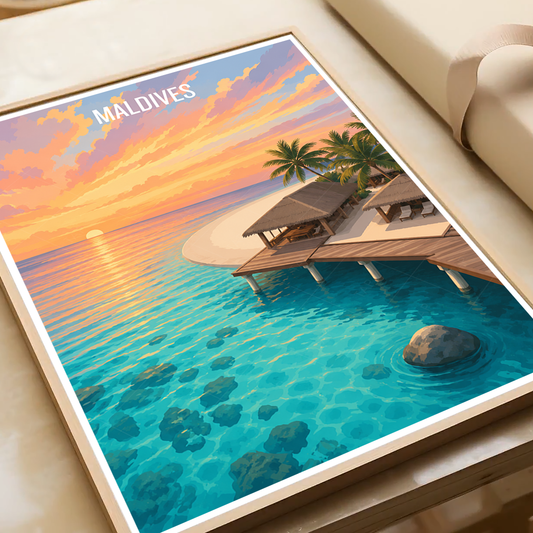 Maldives - Travel Wall Art Beach Poster Print - Art Print - Travel Art Poster