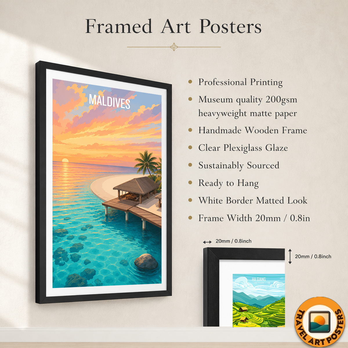 Maldives - Travel Wall Art Beach Poster Print - Art Print - Travel Art Poster