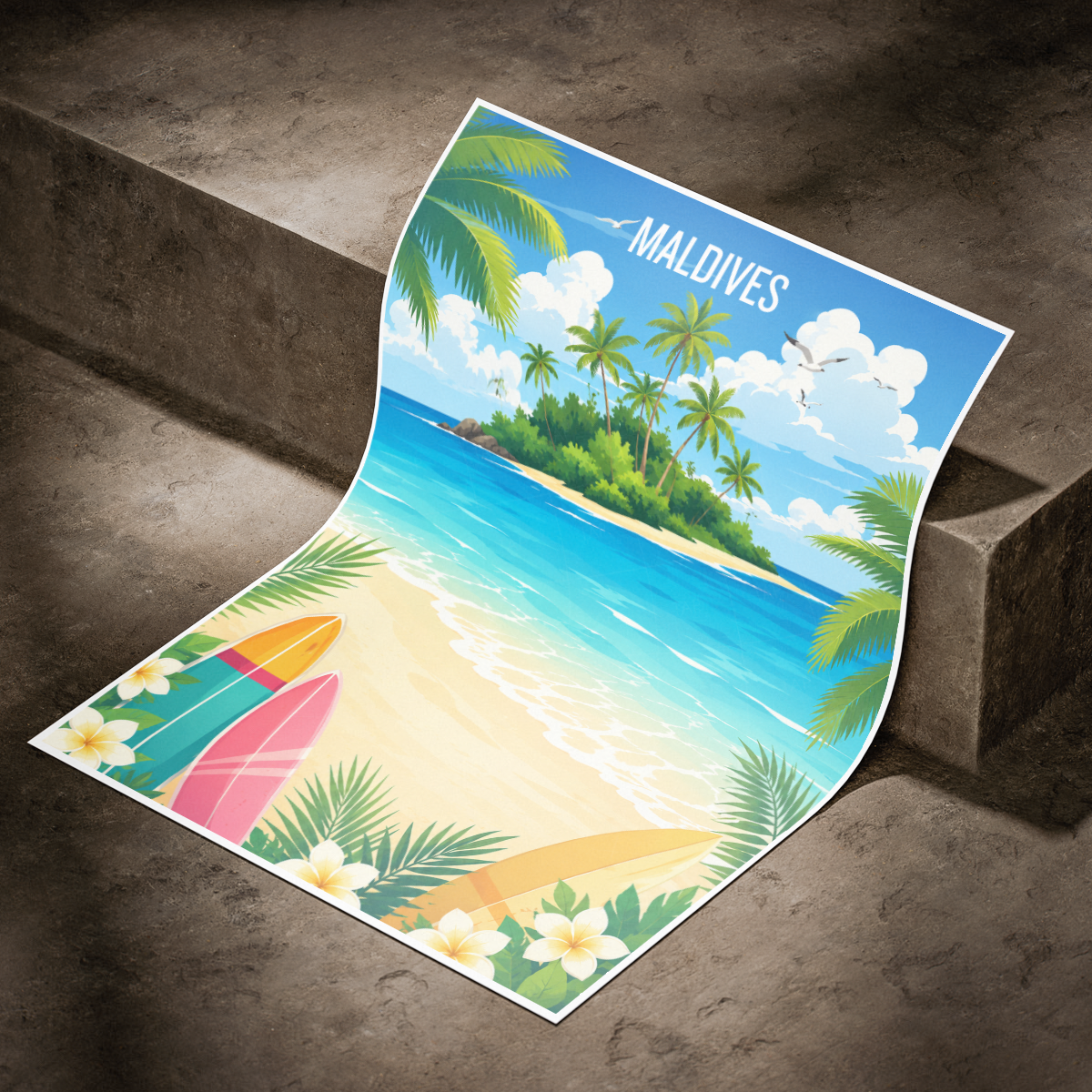 Maldives - Travel Wall Art Beach Poster Print - Art Print - Travel Art Poster