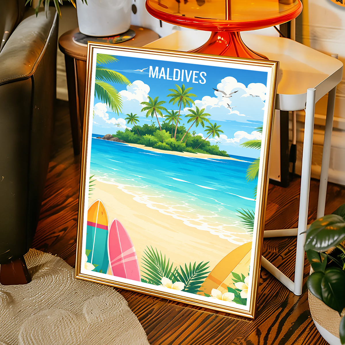 Maldives - Travel Wall Art Beach Poster Print - Art Print - Travel Art Poster