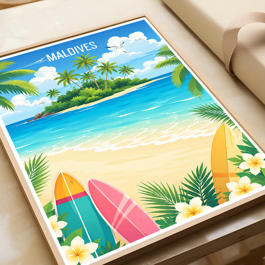 Maldives - Travel Wall Art Beach Poster Print - Art Print - Travel Art Poster