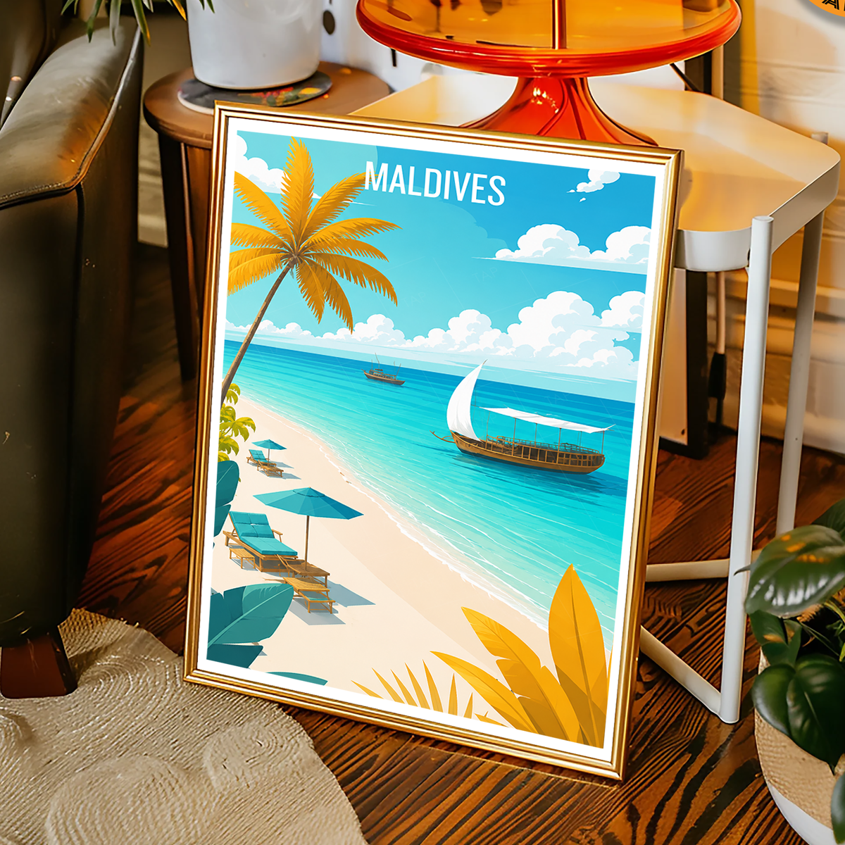 Maldives - Travel Wall Art Beach Poster Print - Art Print - Travel Art Poster
