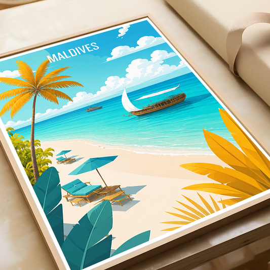 Maldives - Travel Wall Art Beach Poster Print - Art Print - Travel Art Poster