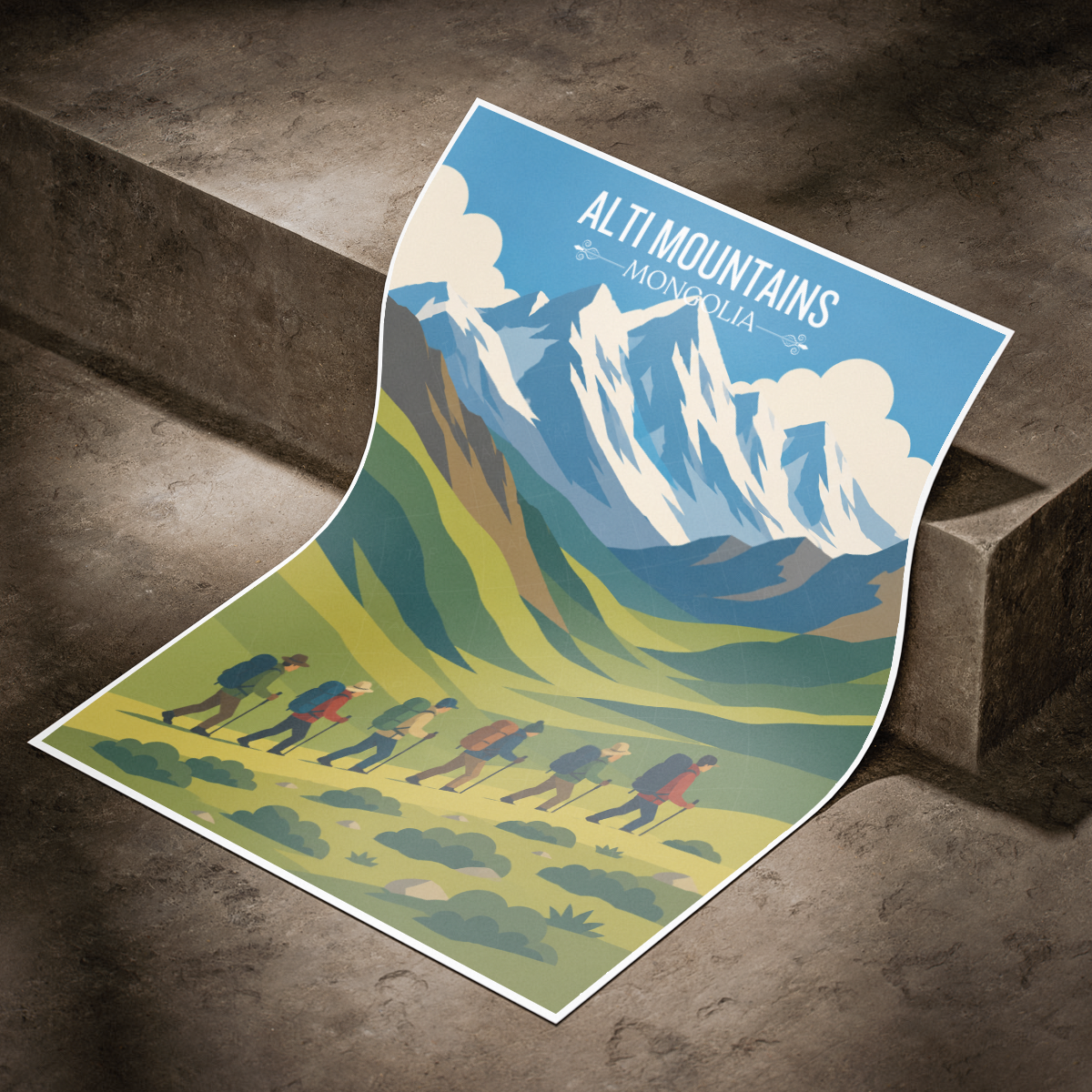 Alti Mountains - Mongolia - Travel Wall Art Deco Poster Print - Art Print - Travel Art Poster