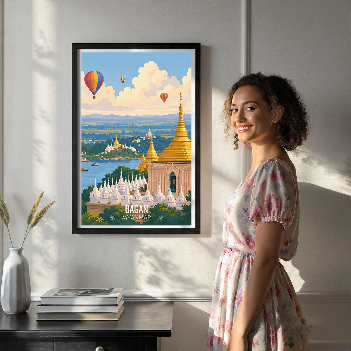Bagan - Myanmar - Travel Wall Art Deco Poster Print - Art Print - Travel Art Poster
