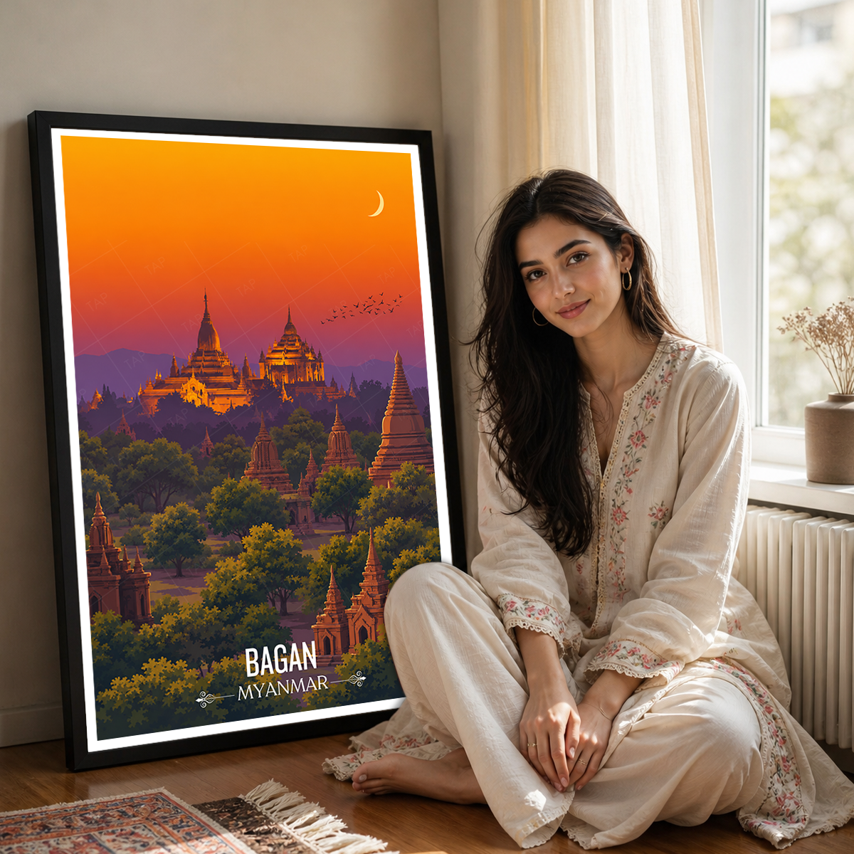 Bagan - Myanmar - Travel Wall Art Deco Poster Print - Art Print - Travel Art Poster