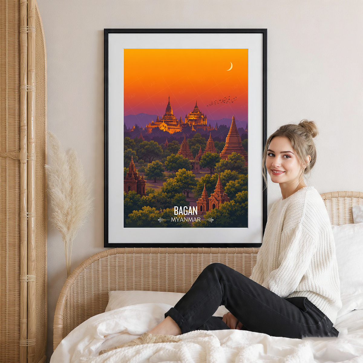 Bagan - Myanmar - Travel Wall Art Deco Poster Print - Art Print - Travel Art Poster