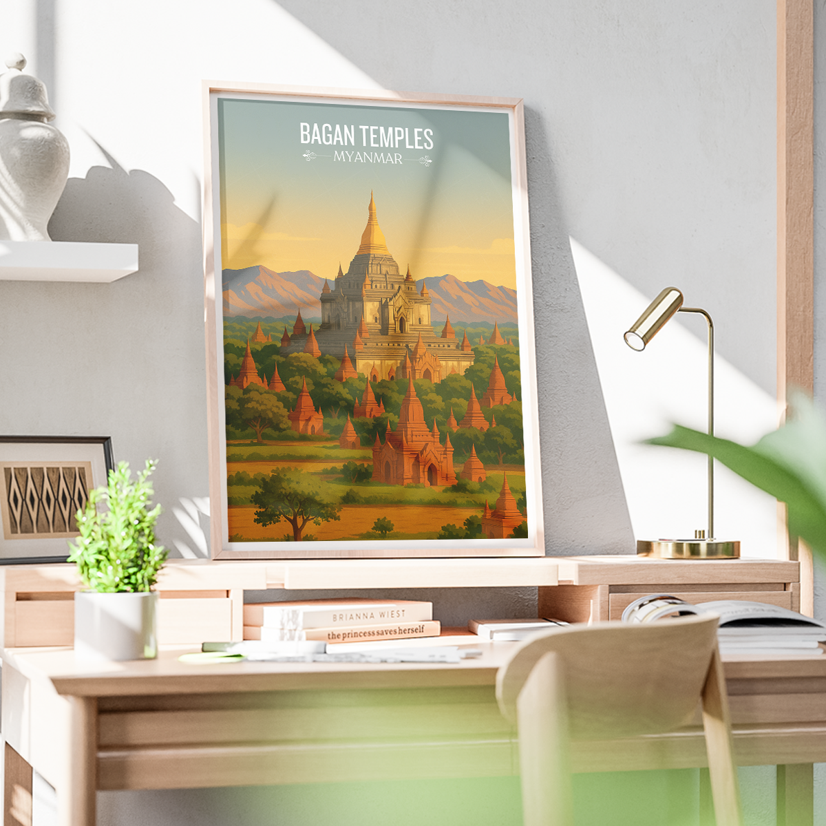Bagan Temples - Myanmar - Travel Wall Art Deco Poster Print - Art Print - Travel Art Poster