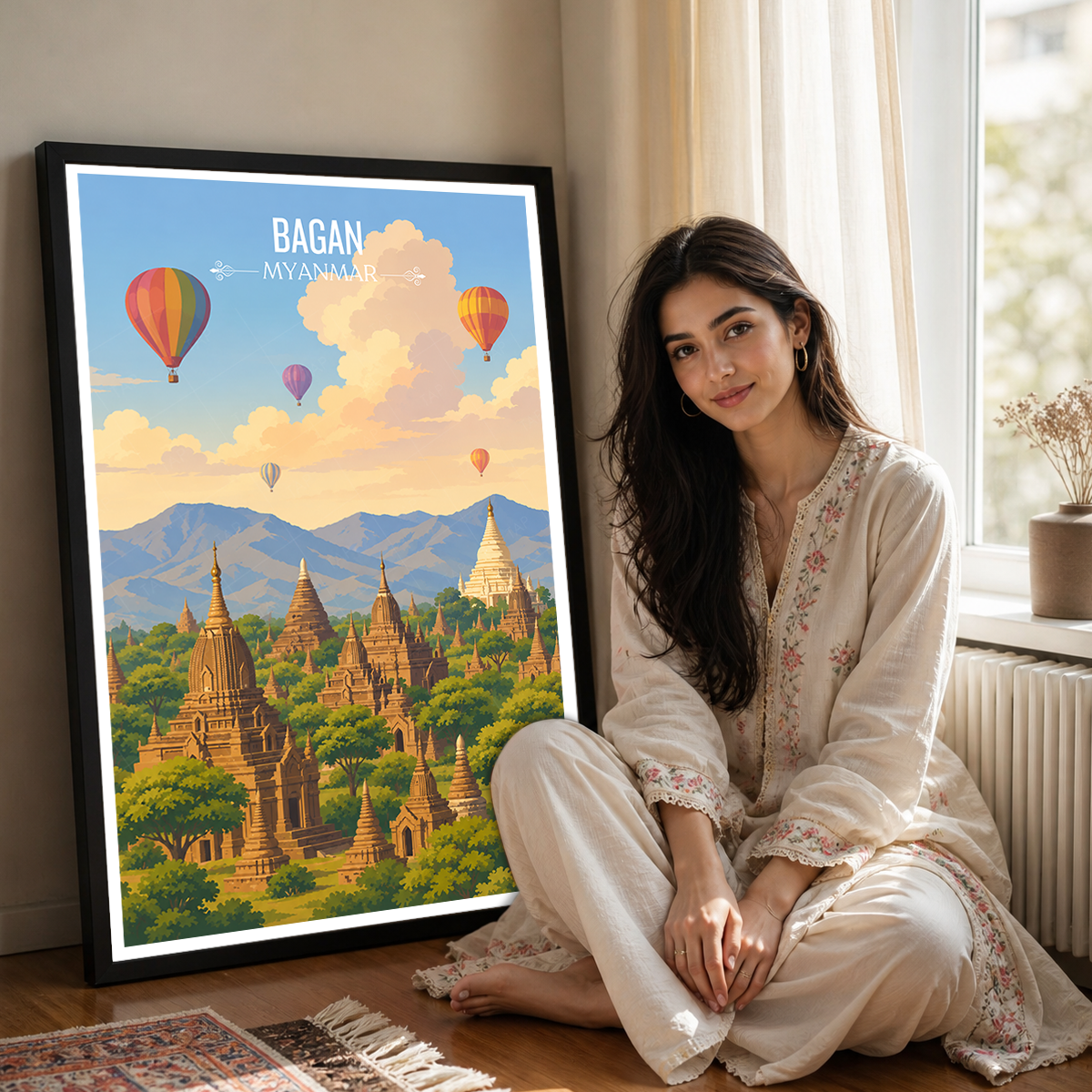 Bagan - Myanmar - Travel Wall Art Deco Poster Print - Art Print - Travel Art Poster