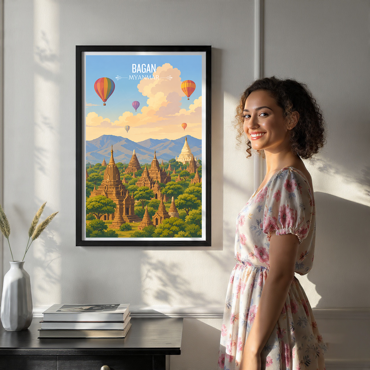 Bagan - Myanmar - Travel Wall Art Deco Poster Print - Art Print - Travel Art Poster