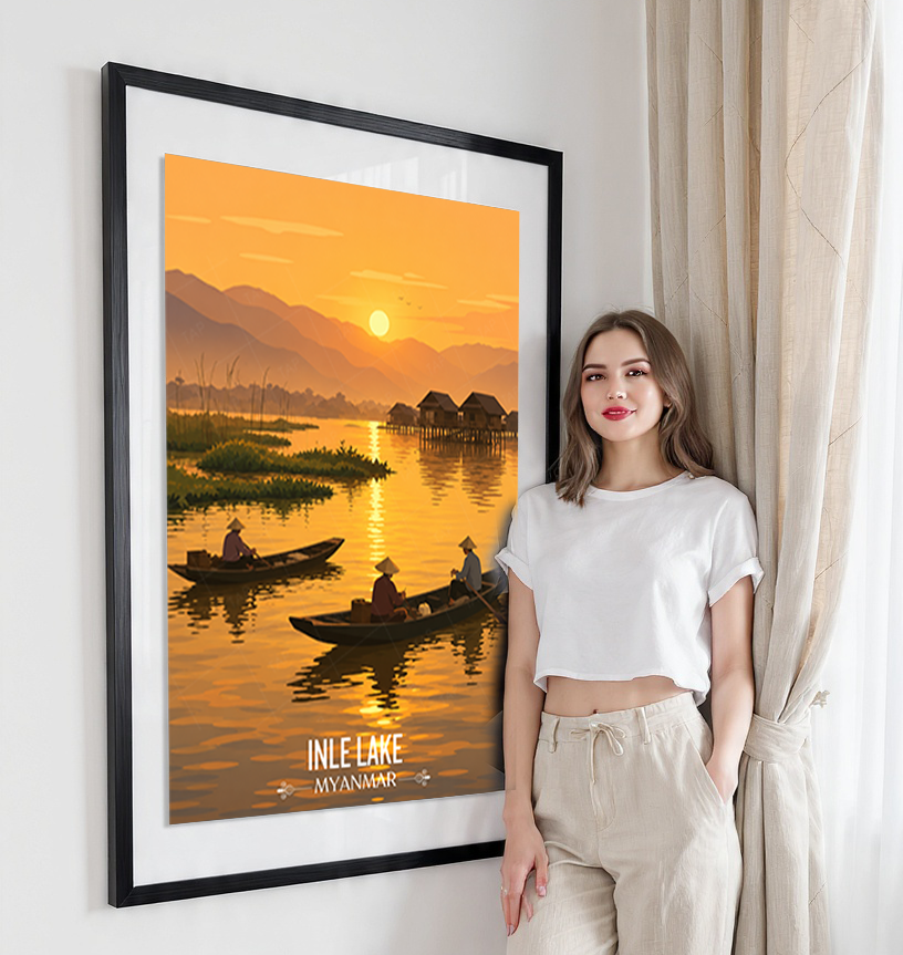 Inle Lake - Myanmar - Travel Wall Art Deco Poster Print - Art Print - Travel Art Poster
