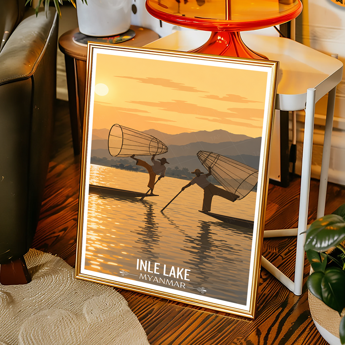 Inle Lake - Myanmar - Travel Wall Art Deco Poster Print - Art Print - Travel Art Poster