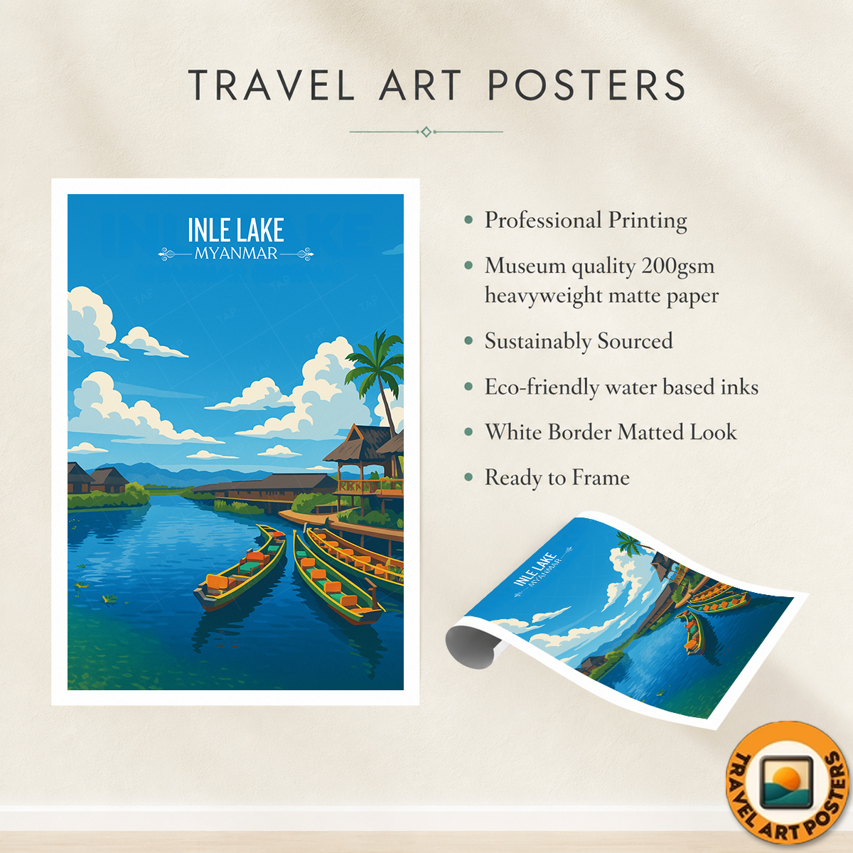 Inle Lake - Myanmar - Travel Wall Art Deco Poster Print - Art Print - Travel Art Poster