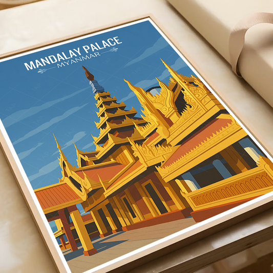 Mandalay Palace - Myanmar - Travel Wall Art Deco Poster Print - Art Print - Travel Art Poster