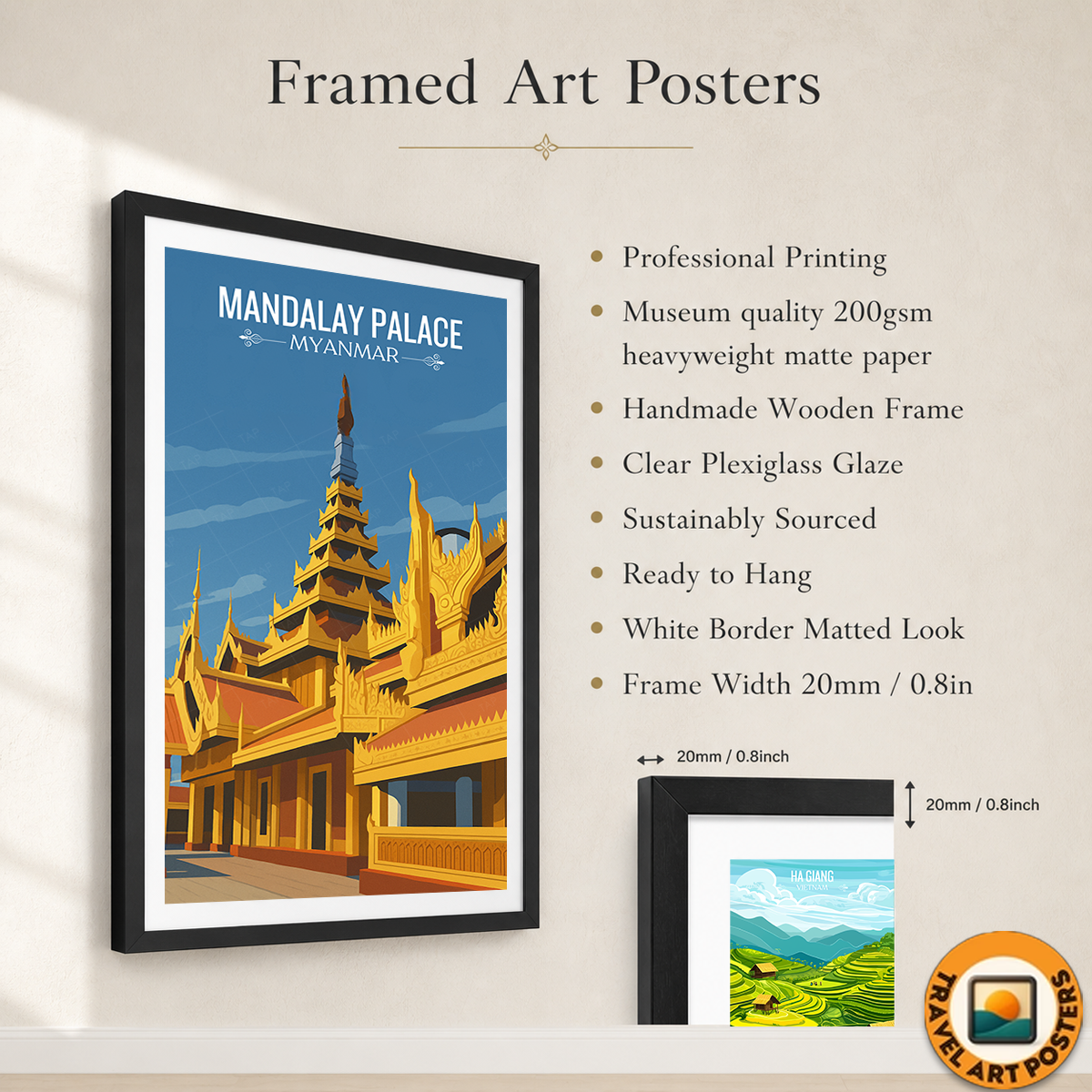 Mandalay Palace - Myanmar - Travel Wall Art Deco Poster Print - Art Print - Travel Art Poster