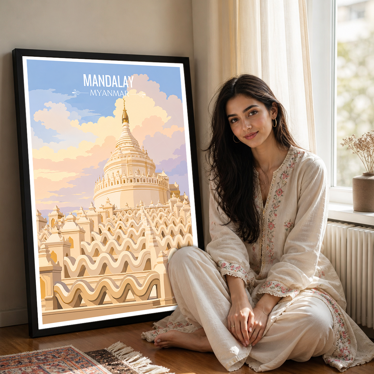Mandalay - Myanmar - Travel Wall Art Deco Poster Print - Art Print - Travel Art Poster