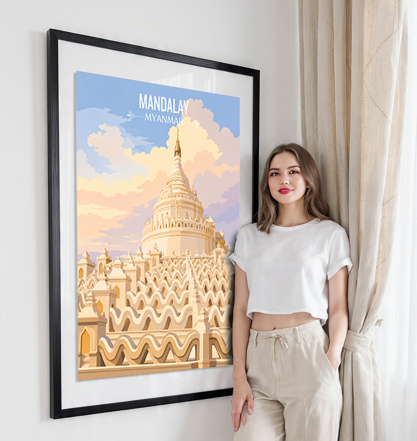 Mandalay - Myanmar - Travel Wall Art Deco Poster Print - Art Print - Travel Art Poster