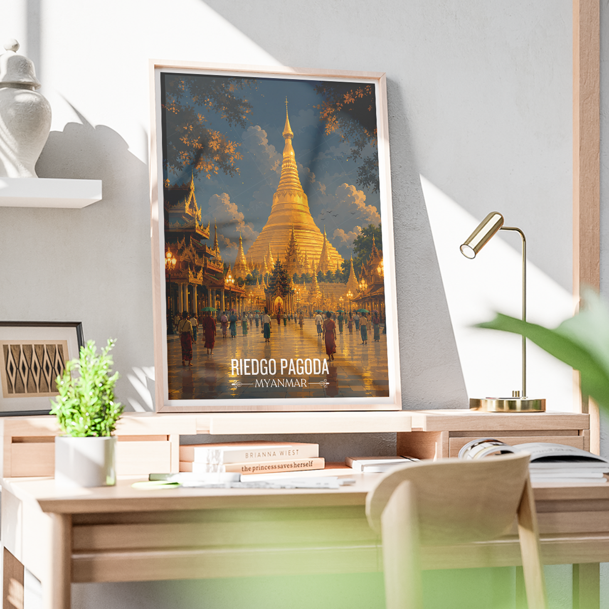 Riedgo Pagoda - Myanmar - Travel Wall Art Deco Poster Print - Art Print - Travel Art Poster