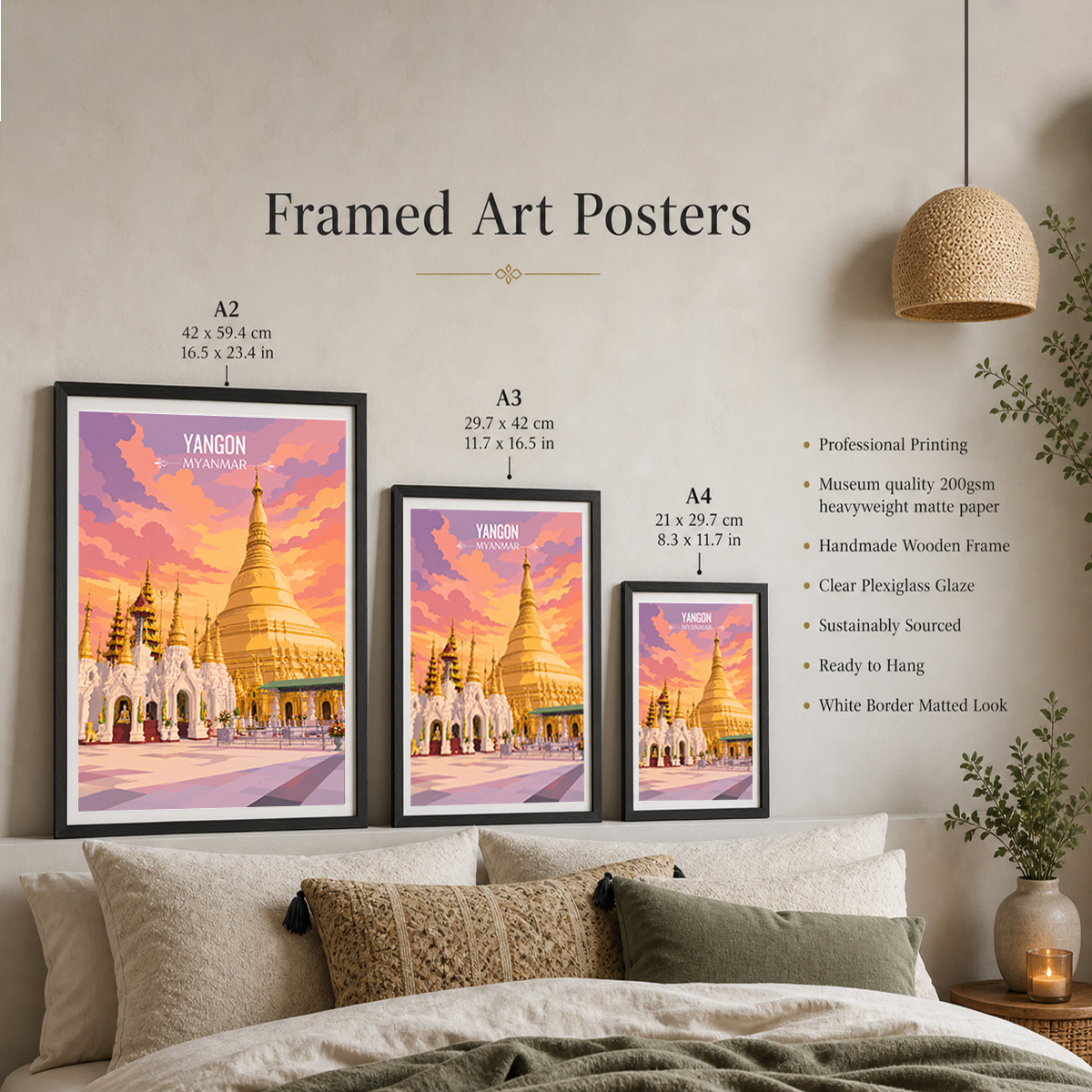 Yangon - Myanmar - Travel Wall Art Deco Poster Print - Art Print - Travel Art Poster