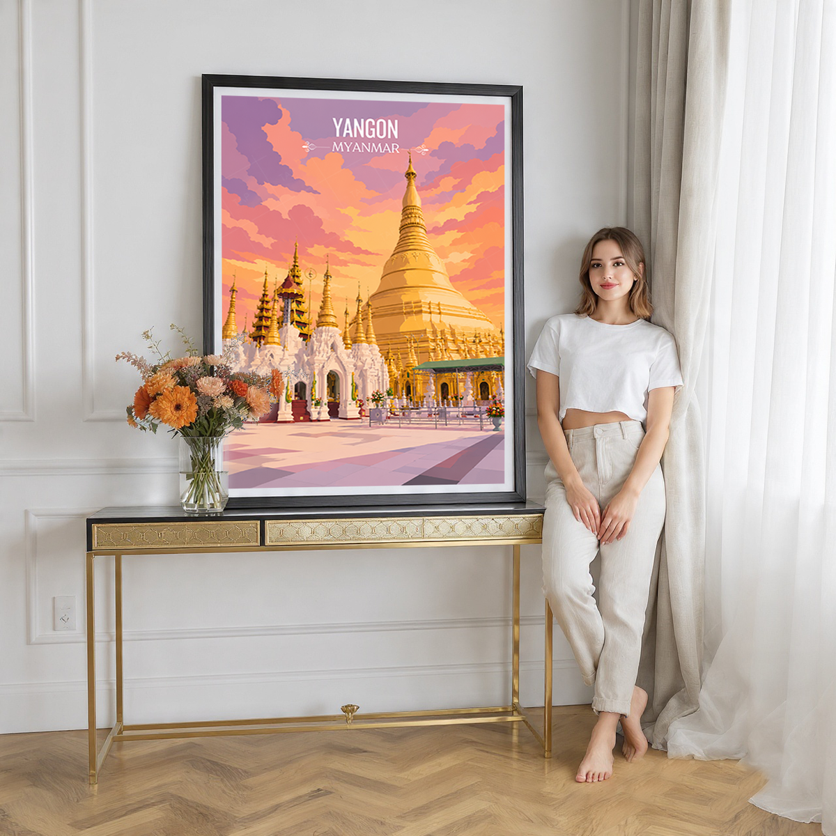 Yangon - Myanmar - Travel Wall Art Deco Poster Print - Art Print - Travel Art Poster
