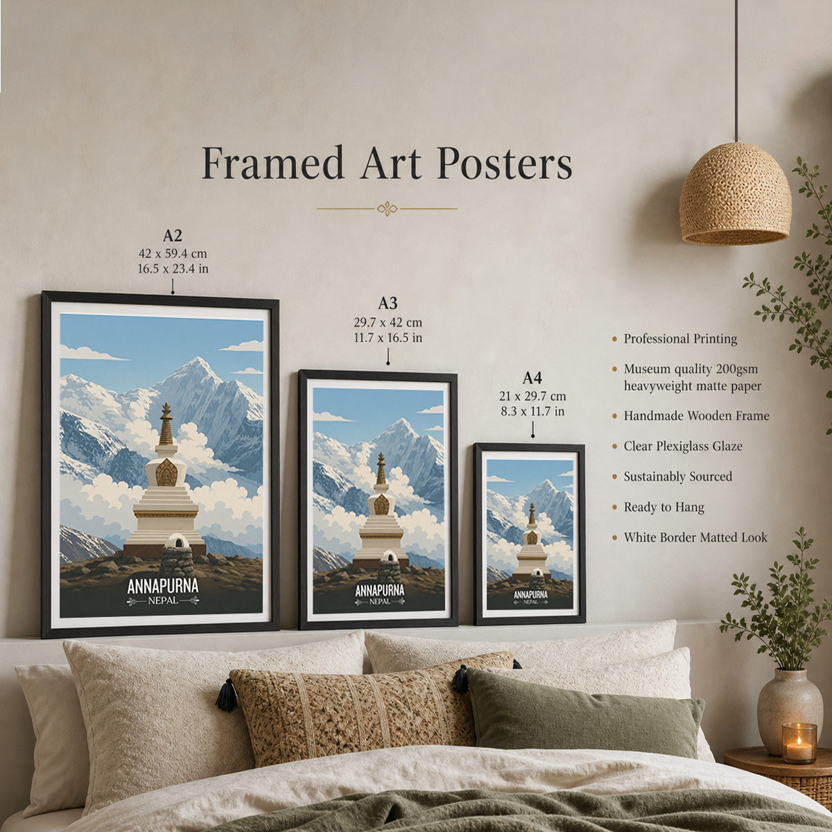 Annapurna - Nepal - Travel Wall Art Deco Poster Print