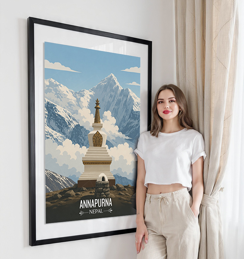 Annapurna - Nepal - Travel Wall Art Deco Poster Print