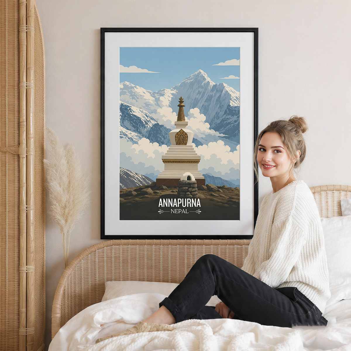 Annapurna - Nepal - Travel Wall Art Deco Poster Print