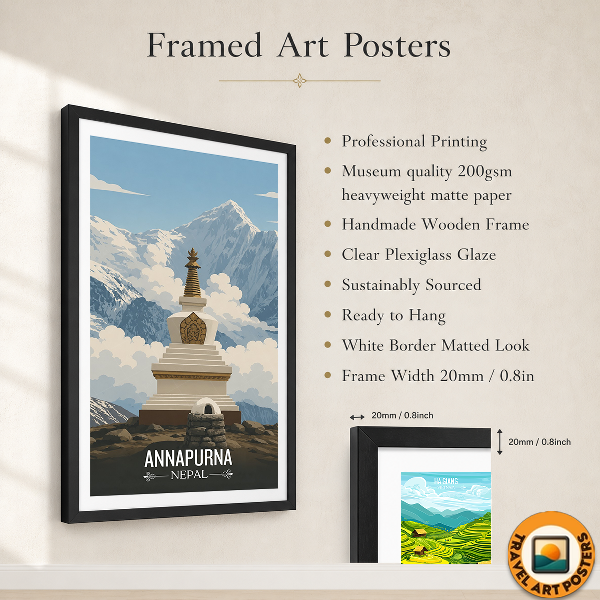 Annapurna - Nepal - Travel Wall Art Deco Poster Print