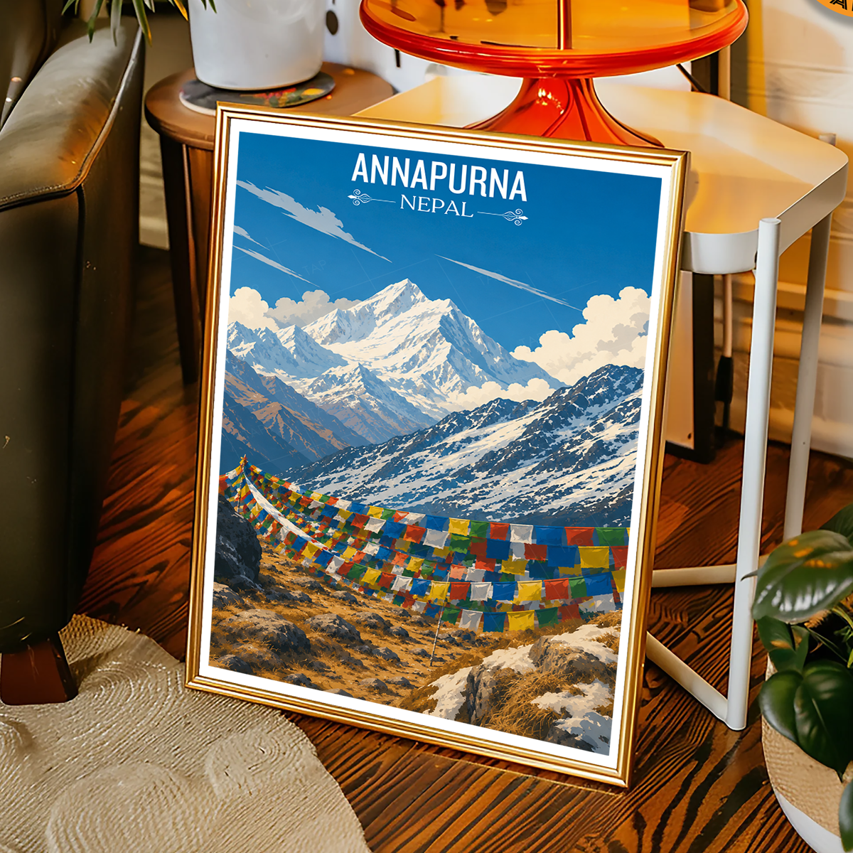 Annapurna - Nepal - Travel Wall Art Deco Poster Print